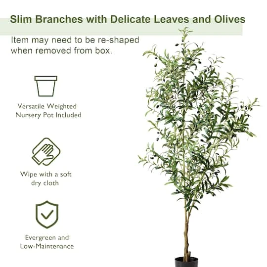 Glitzhome® 6ft. Potted Faux Olive Tree 10 Glitzhome® 6ft. Potted Faux Olive Tree - Image 8