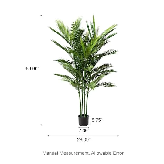 Glitzhome® 5ft. Potted Faux Palm Tree 11 Glitzhome® 5ft. Potted Faux Palm Tree - Image 9
