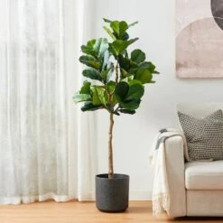 Glitzhome® 5ft. Faux Fiddle Leaf Fig Tree In Pot -Flowers Michael Store D763664S 2