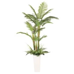 6ft. Artificial Areca Palm Tree In White Decorative Pot