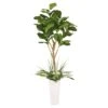 6ft. Artificial Fiddle Leaf Ficus Tree In White Decorative Pot -Flowers Michael Store D763733S 1