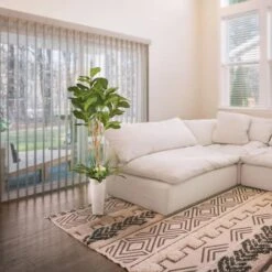 6ft. Artificial Fiddle Leaf Ficus Tree In White Decorative Pot -Flowers Michael Store D763733S 2