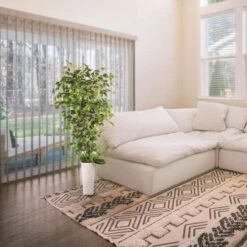 6ft. Artificial Ficus Microcarpa Tree In White Decorative Pot -Flowers Michael Store D763735S 2