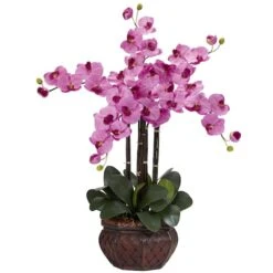 2.5ft. Moth Orchid Silk Flower Arrangement In Decorative Vase Dark Pink -Flowers Michael Store M20015593 1 1